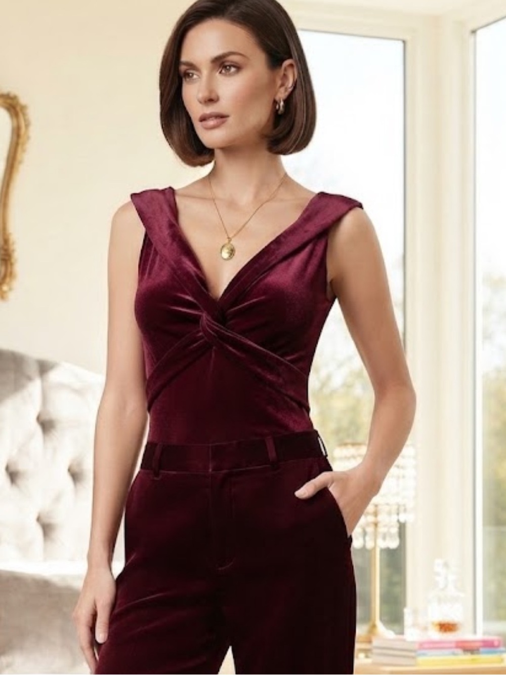Dark Burgundy Velvet Bodysuit Fashion Nova